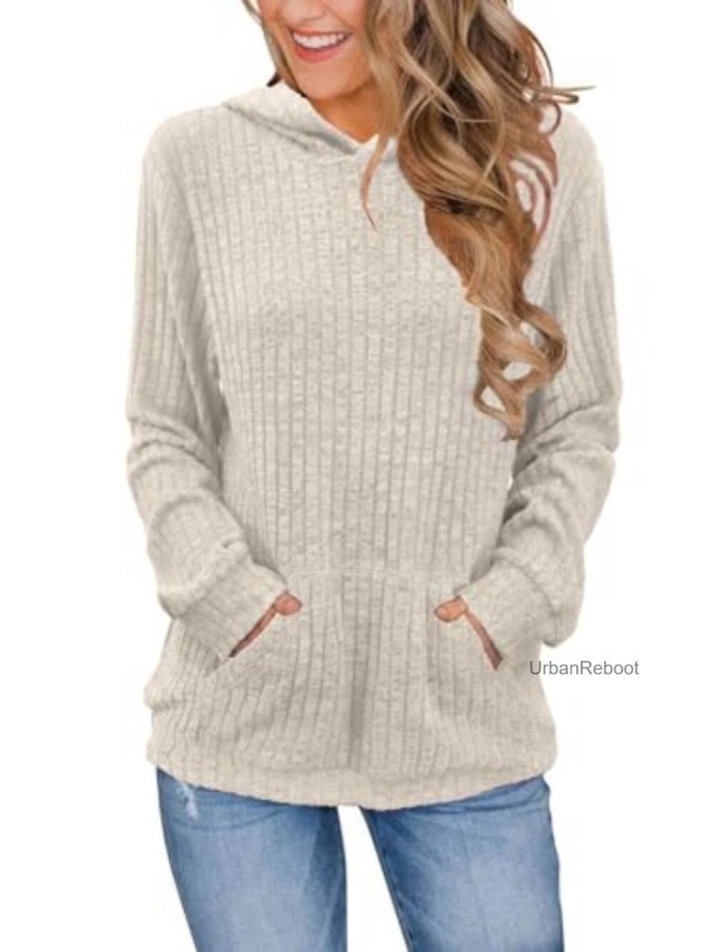 Womens Long Sleeve Hoodie Pullover Kangaroo Pocket Loose Fit Casual Sweatshirt